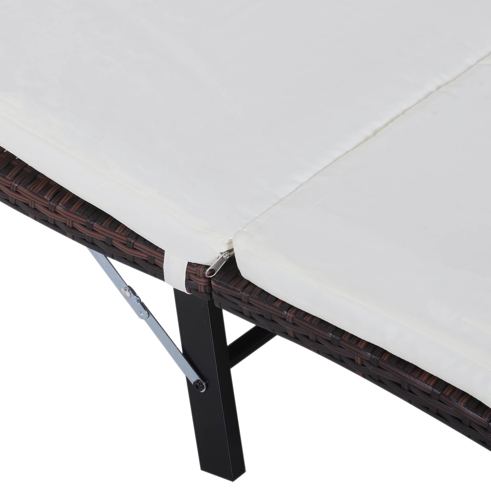 Outsunny - Lot de 2 transats bains de soleil pliables grand confort : matelas, têtière + table basse résine tressée chocolat - Outsunny - Image 5