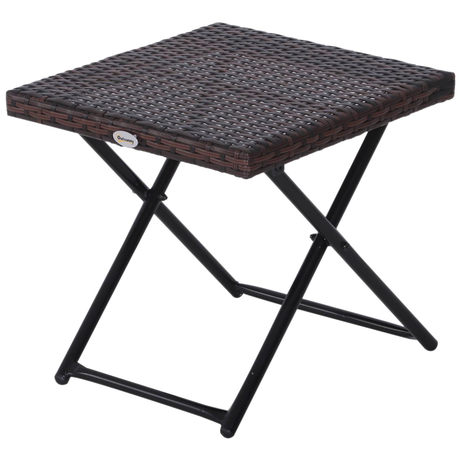 Outsunny - Lot de 2 transats bains de soleil pliables grand confort : matelas, têtière + table basse résine tressée chocolat - Outsunny - Image 8