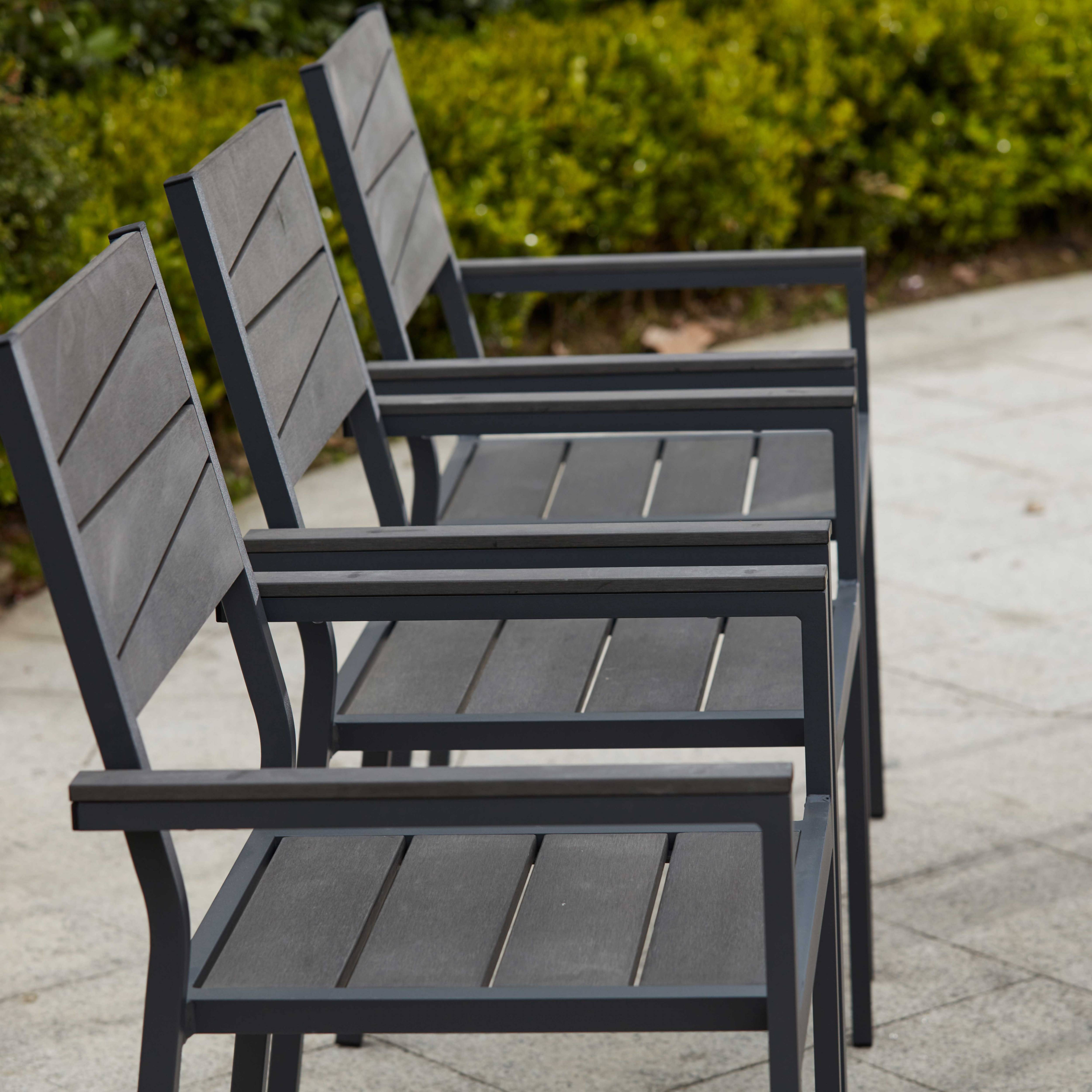 Oviala - Fauteuil de jardin aluminium et bois synthétique gris foncé Saint Raphael - Oviala - Image 5