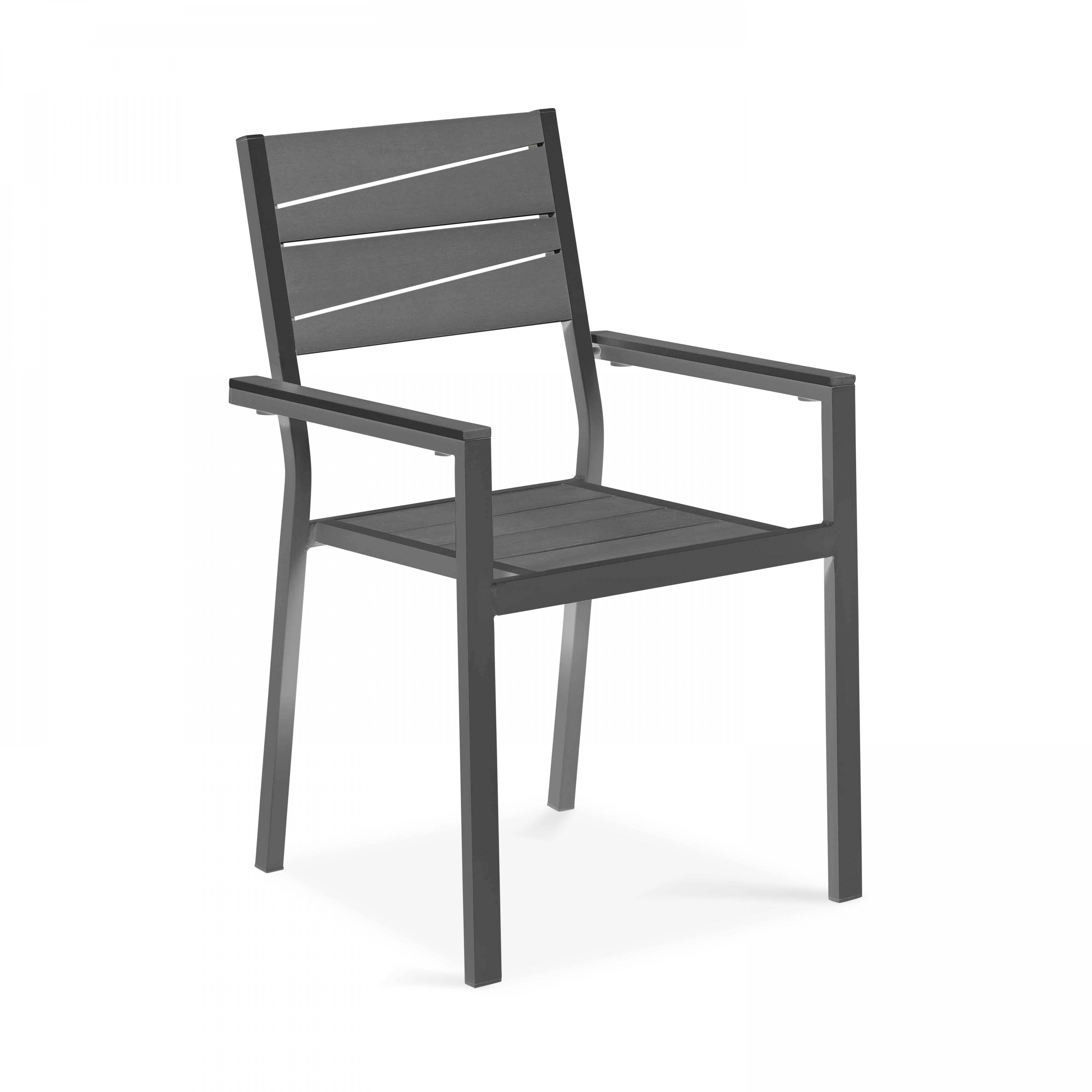 Oviala - Fauteuil de jardin aluminium et bois synthétique gris foncé Saint Raphael - Oviala - Image 1