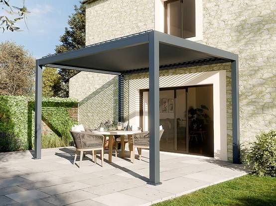 Pergola Bioclimatique Autoportée Motorisée 12m² 3x4m Gris Anthracite STELLAR - Eclairage Intégré - Image 2