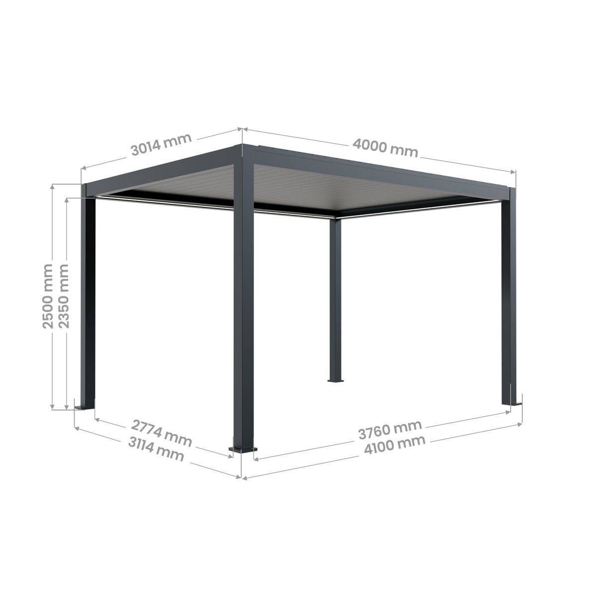 Direct Abris - Pergola Bioclimatique Autoportée Motorisée 12m² 3x4m Gris Anthracite STELLAR - Eclairage Intégré - Image 7
