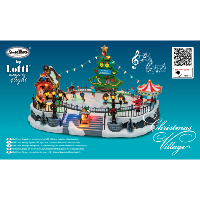 Lotti - Village de noël lumineux Lac Gelé avec Patineurs en Mouvement Jeux de Lumière H22cm Musique Lotti - Image 7