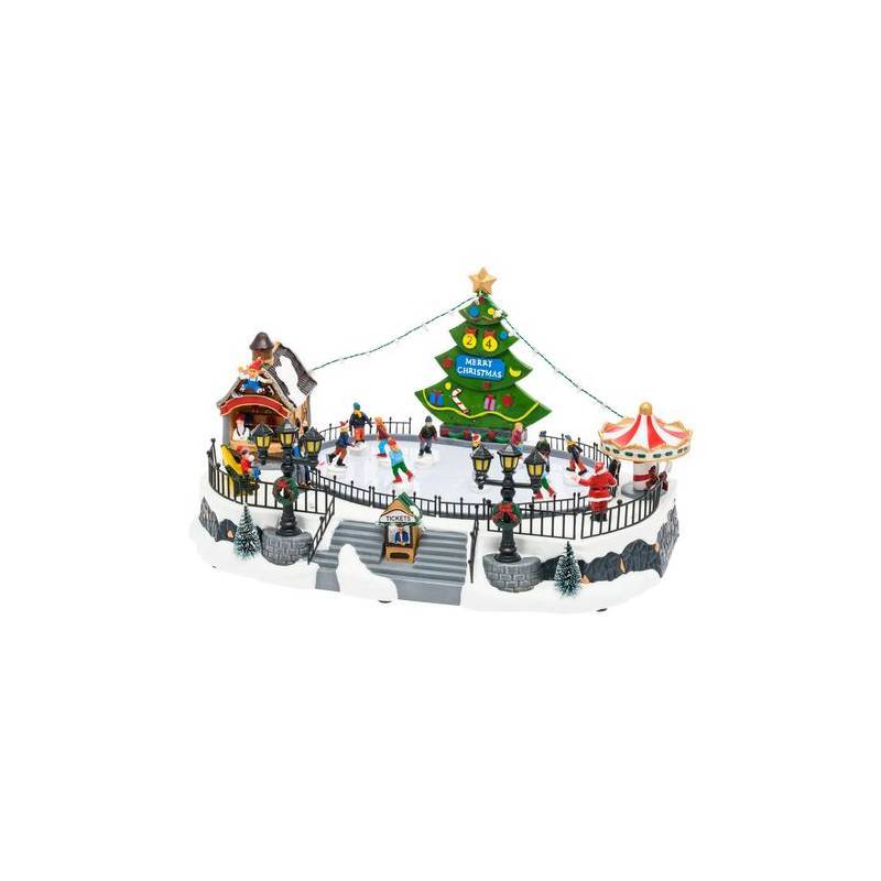 Lotti - Village de noël lumineux Lac Gelé avec Patineurs en Mouvement Jeux de Lumière H22cm Musique Lotti - Image 2