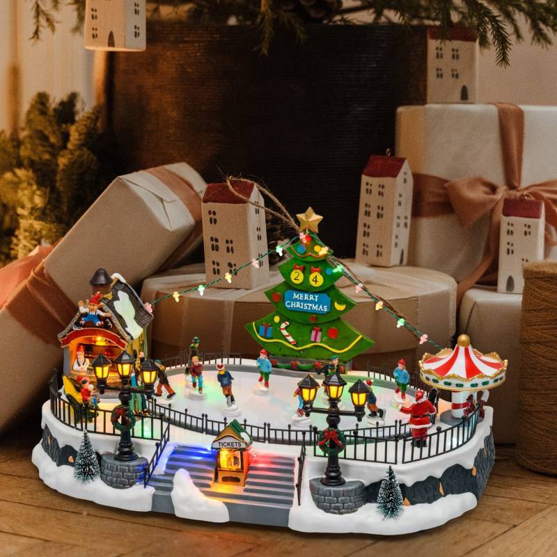 Lotti - Village de noël lumineux Lac Gelé avec Patineurs en Mouvement Jeux de Lumière H22cm Musique Lotti - Image 1