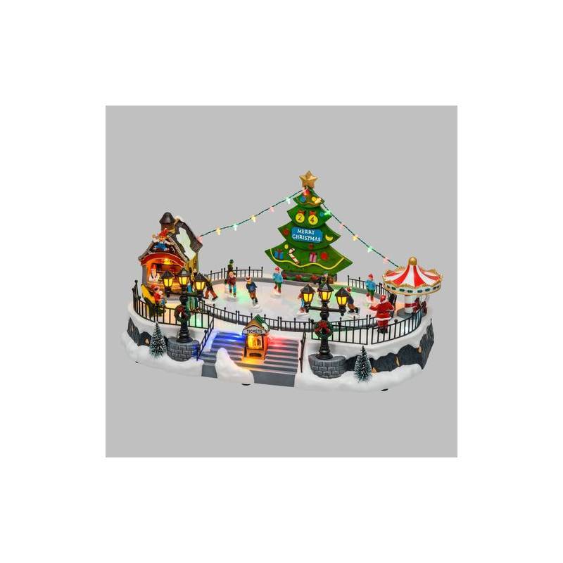 Lotti - Village de noël lumineux Lac Gelé avec Patineurs en Mouvement Jeux de Lumière H22cm Musique Lotti - Image 3