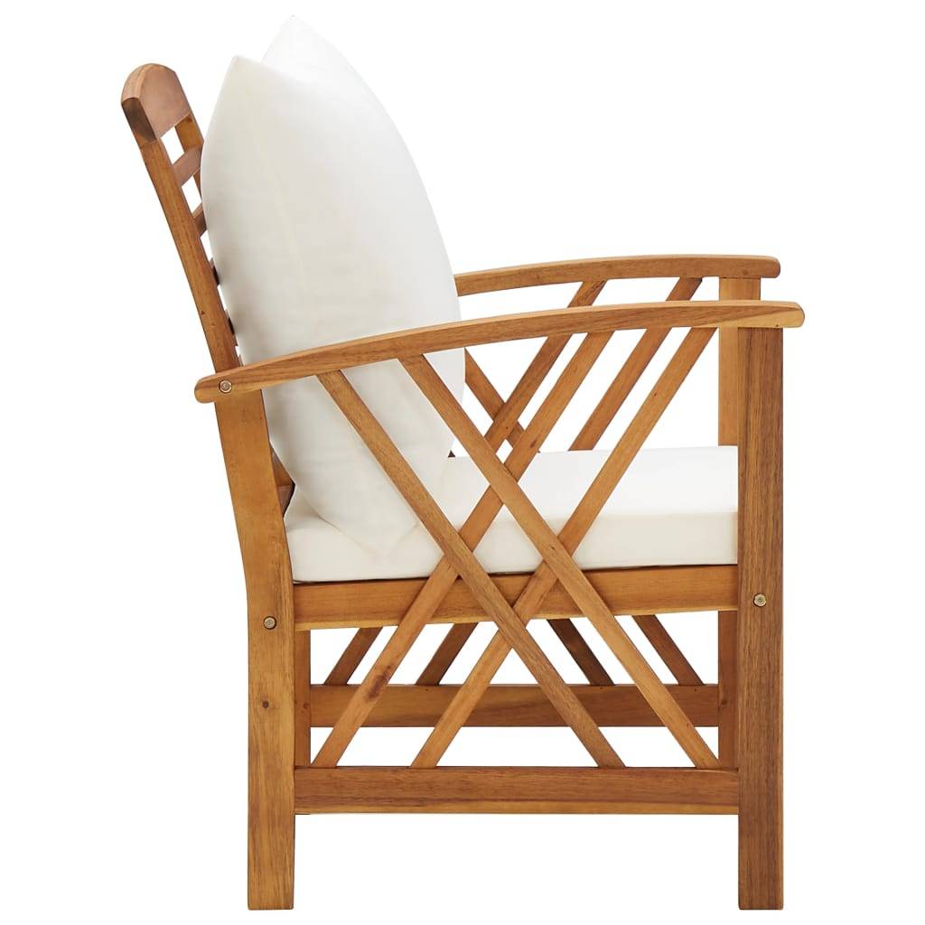 Lot de 2 Chaises de jardin avec coussins - Chaises d'extérieur - Fauteuils de jardin Bois d'acacia massif-JU12658 - Image 4