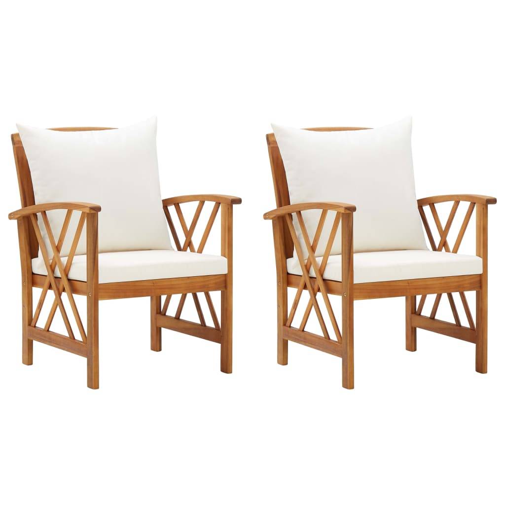 Lot de 2 Chaises de jardin avec coussins - Chaises d'extérieur - Fauteuils de jardin Bois d'acacia massif-JU12658 - Image 2