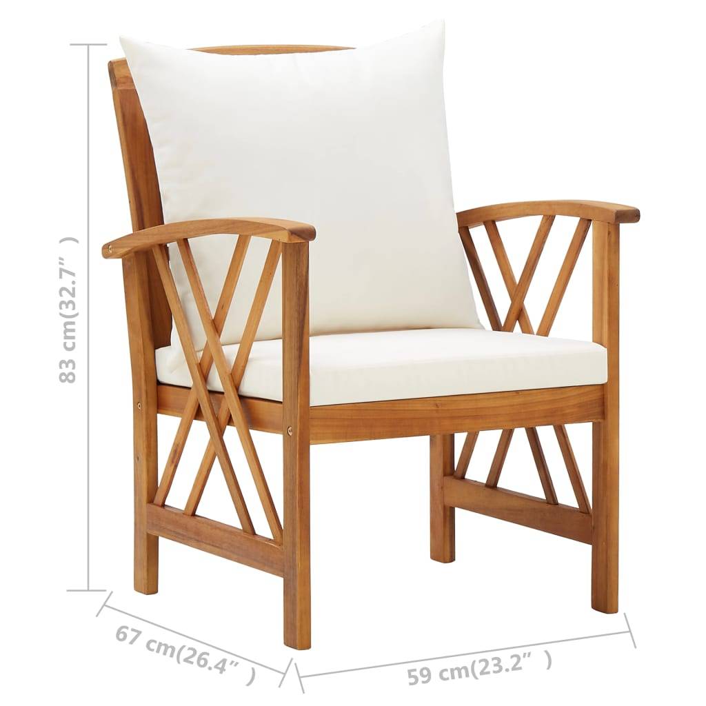 Lot de 2 Chaises de jardin avec coussins - Chaises d'extérieur - Fauteuils de jardin Bois d'acacia massif-JU12658 - Image 8