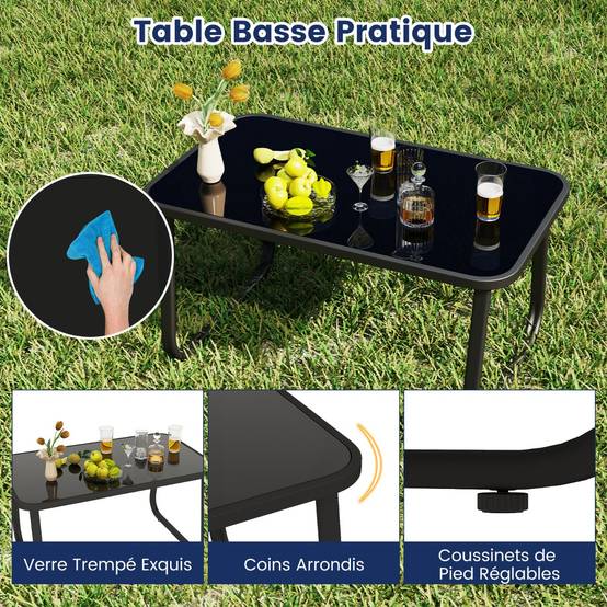 Ensemble de Meubles de Jardin 4 Pièces Mobilier de Terrasse avec Mouvement de Balancement Doux Bleu MAISON CHIC - Image 6