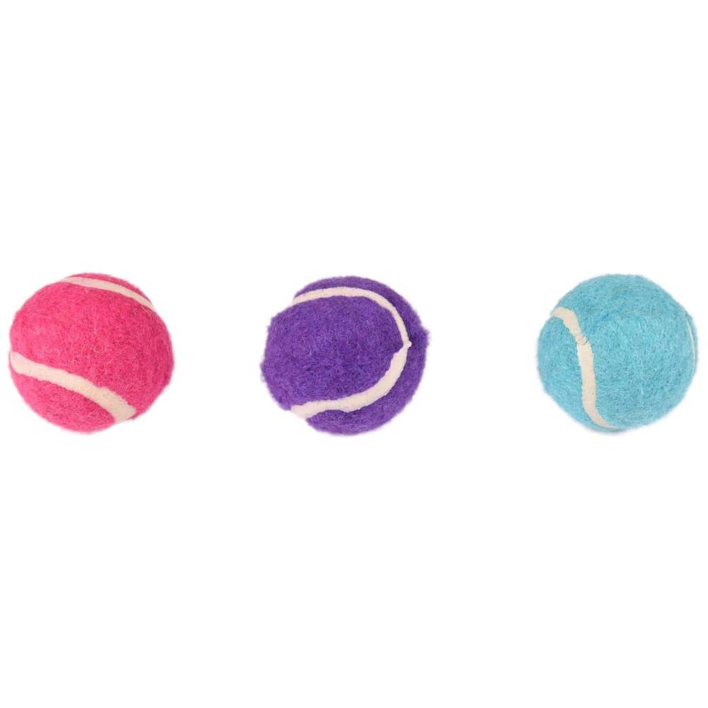 Jouet pour chat, 3 balles (forme de tennis) multicolore ø 4 cm + clochette - Image 5