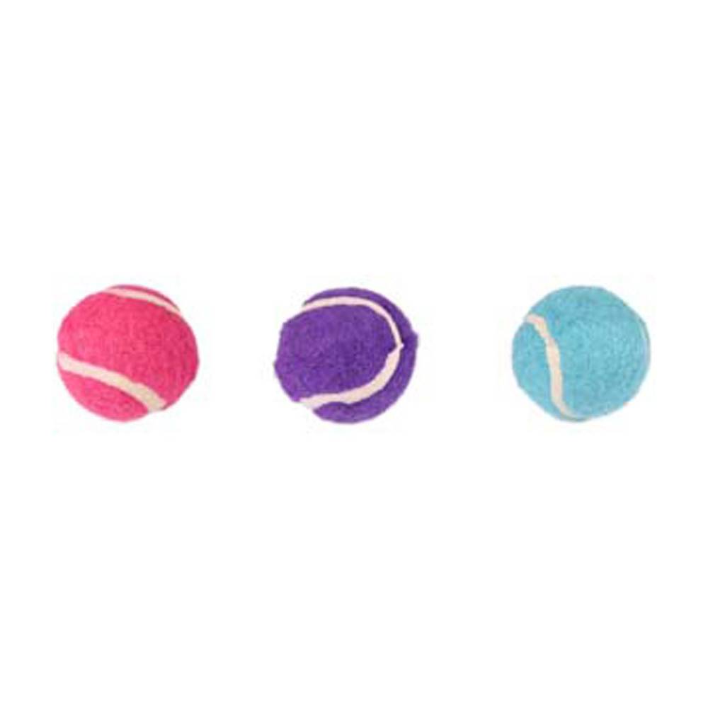 Jouet pour chat, 3 balles (forme de tennis) multicolore ø 4 cm + clochette - Image 3