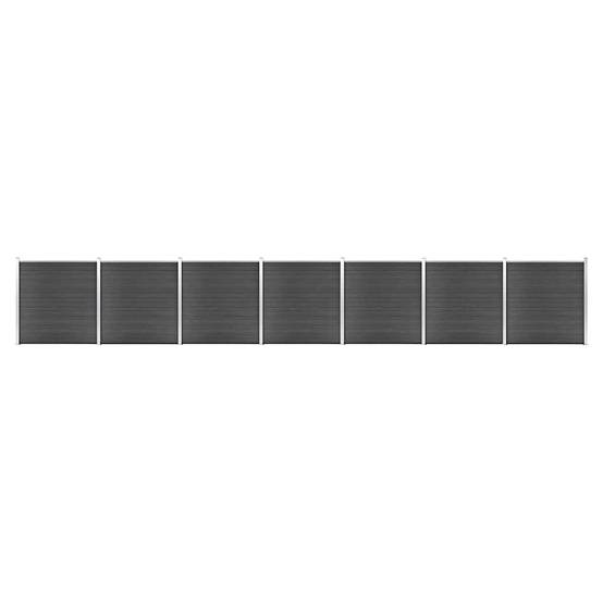 Panneau de clôture WPC noir 1218 x 186 cm - PANGIVO - Image 1