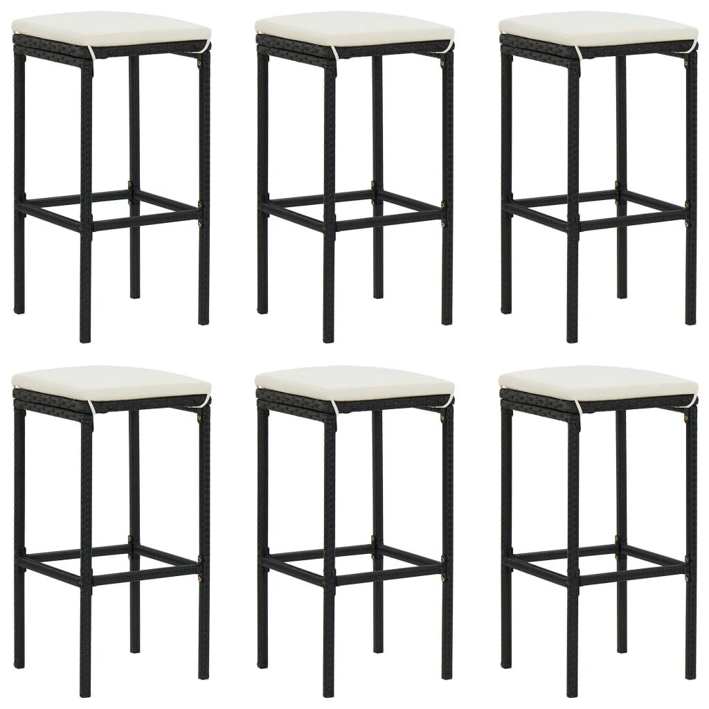 Helloshop26 - Ensemble de bar de jardin 7 pièces et coussins résine tressée noir - Image 4