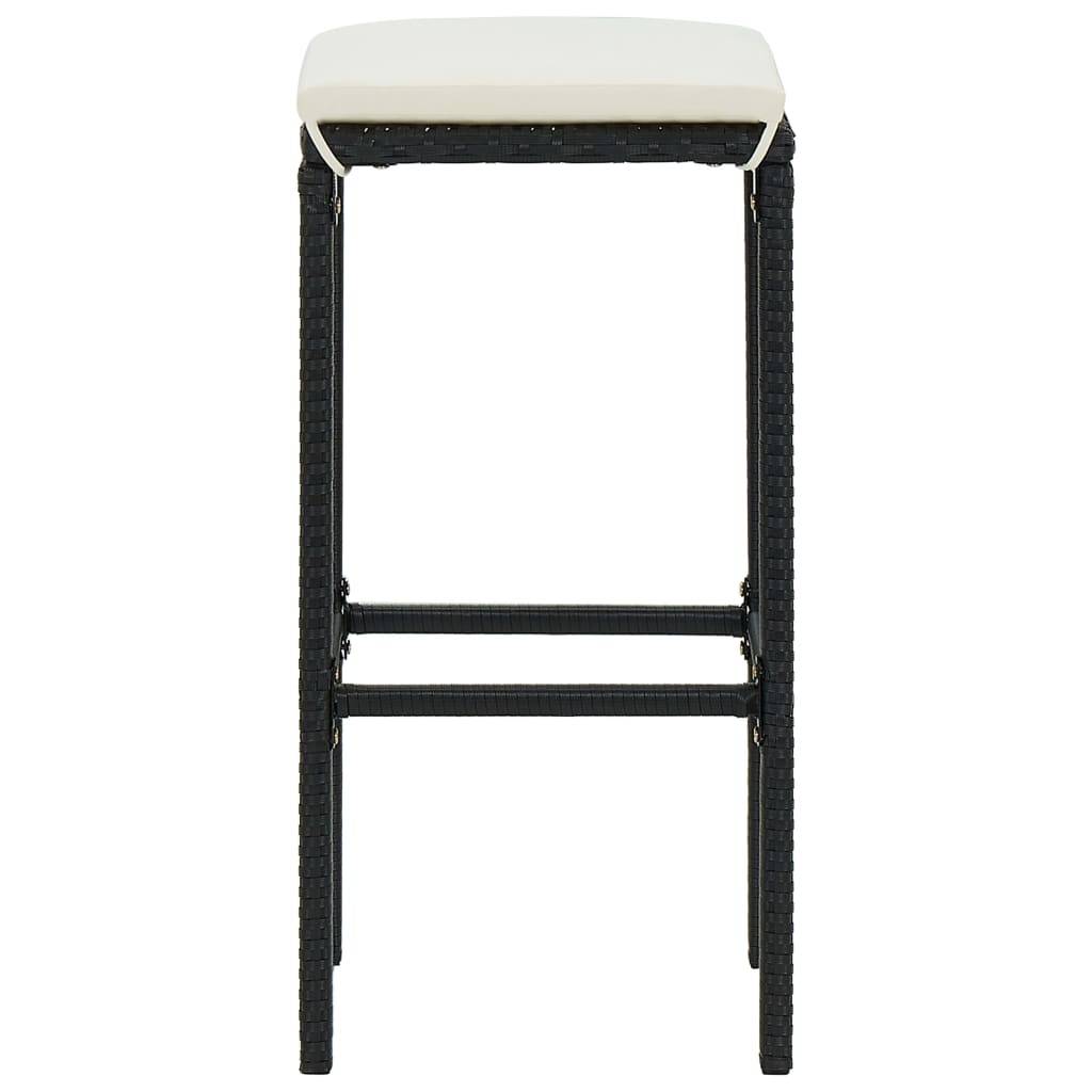 Helloshop26 - Ensemble de bar de jardin 7 pièces et coussins résine tressée noir - Image 5