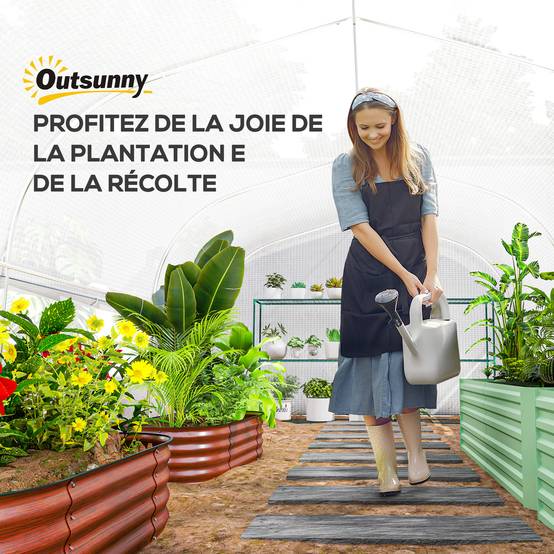 Serre de jardin 4 x 3 x 2m avec portes enroulables et grandes fenêtres, serre tunnel de jardin, blanc - Image 10