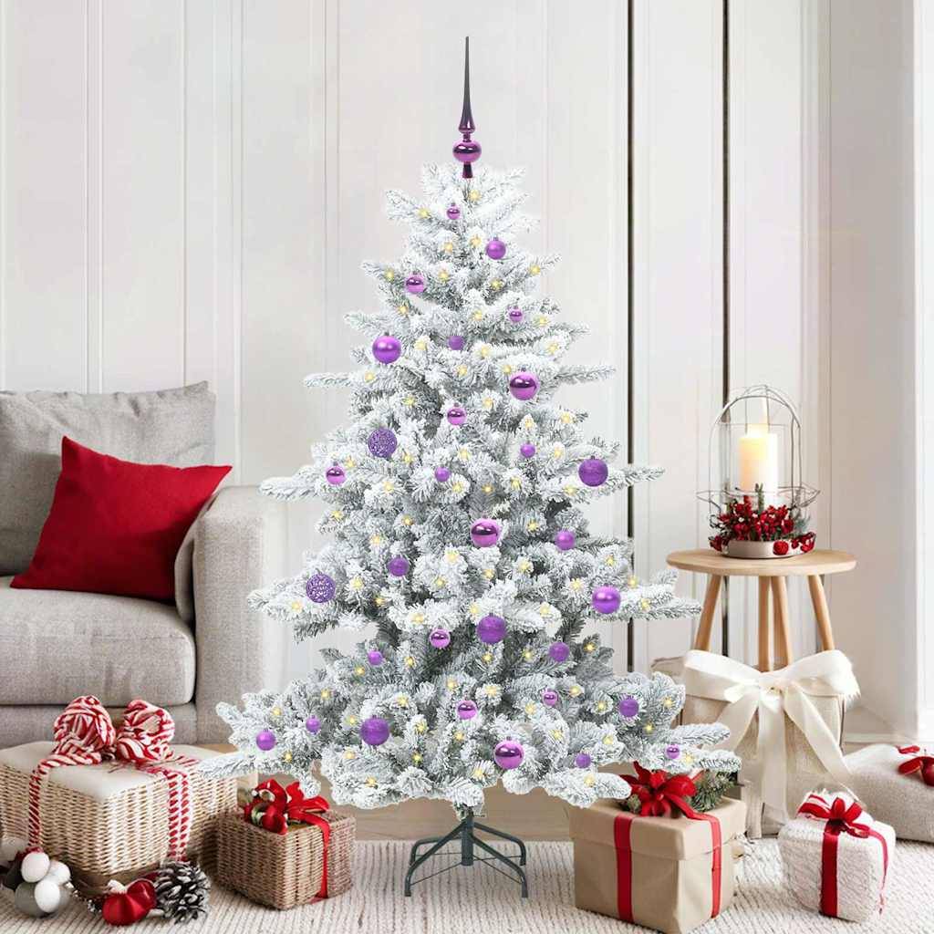 ComfortXL - Sapin Artificiel 150 cm Blanc 519 Branches, Pack Déco Complet avec Lumières LED et Boules – ComfortXL Outdoor Living - Image 1