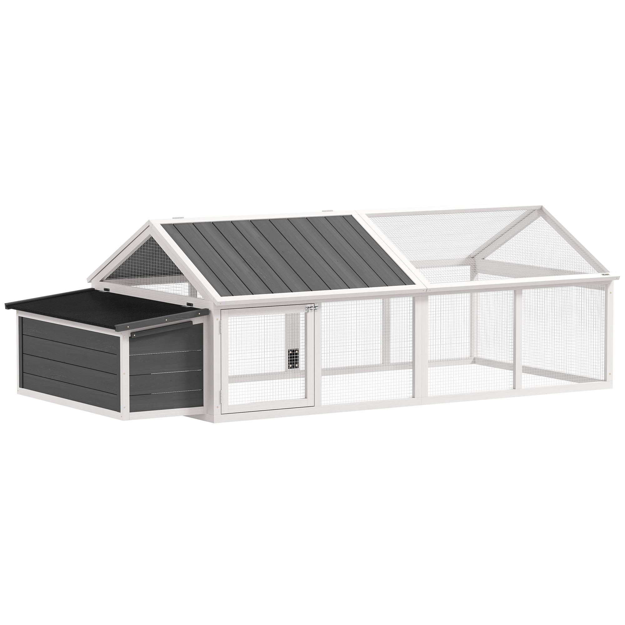ComfortXL - Poulailler enclos bois extérieur 4 à 8 poules toit ouvrant 240x112cm blanc - ComfortXL Outdoor Living - Image 2