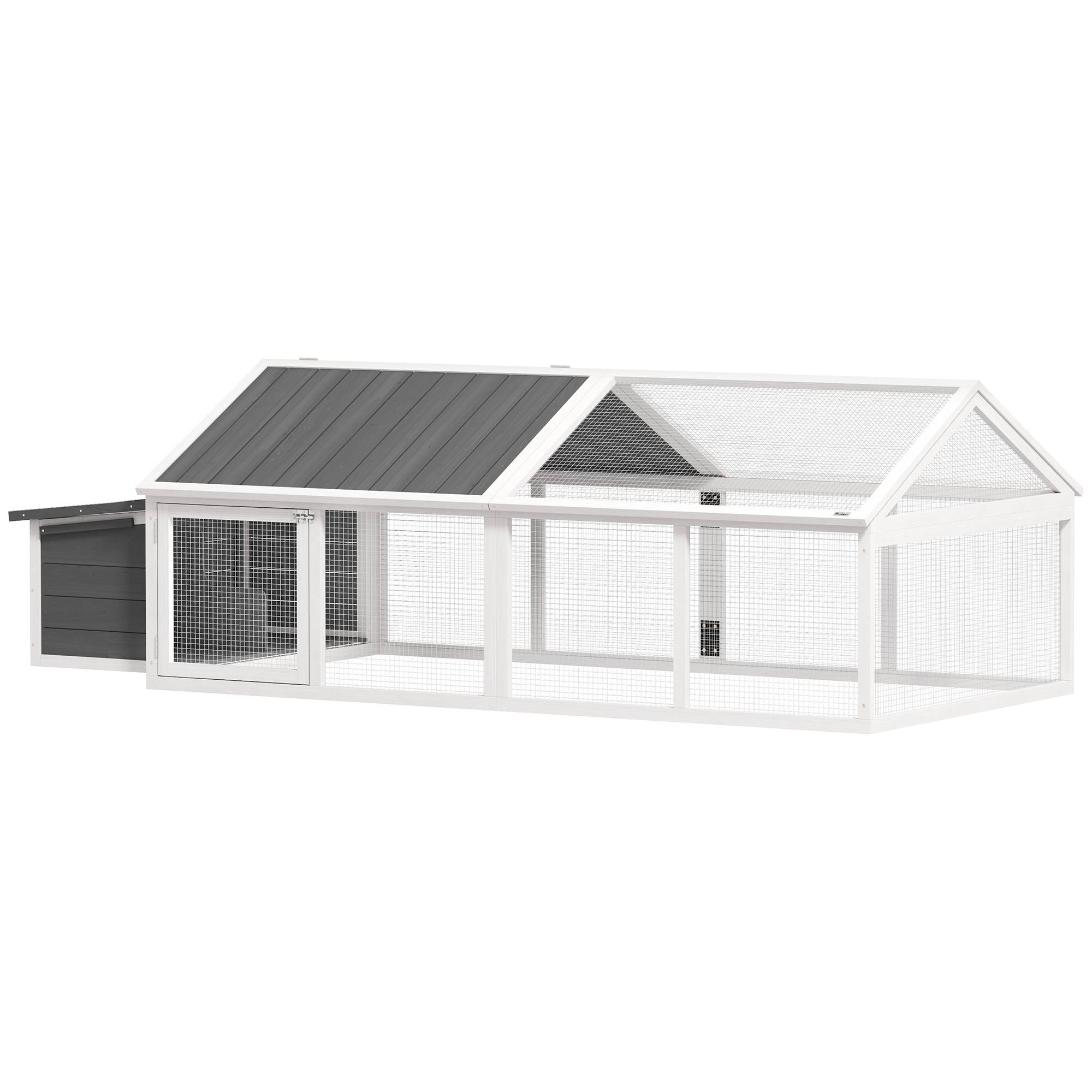 ComfortXL - Poulailler enclos bois extérieur 4 à 8 poules toit ouvrant 240x112cm blanc - ComfortXL Outdoor Living - Image 1