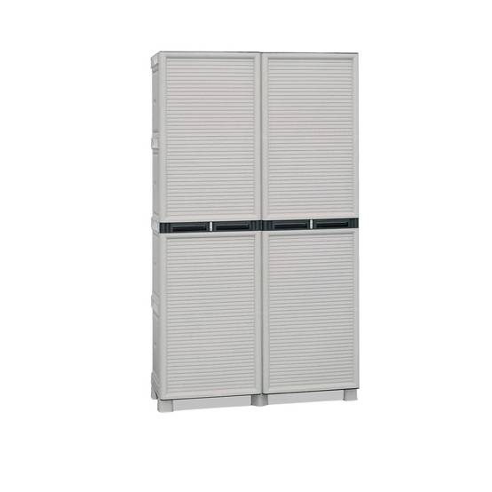 Dmora - Armoire d'extérieur Dbaldanz, Mobilier d'extérieur, Armoire de buanderie polyvalente, 100% Made in Italy, Gris clair, 100x39h172 cm - Dmora - Image 1