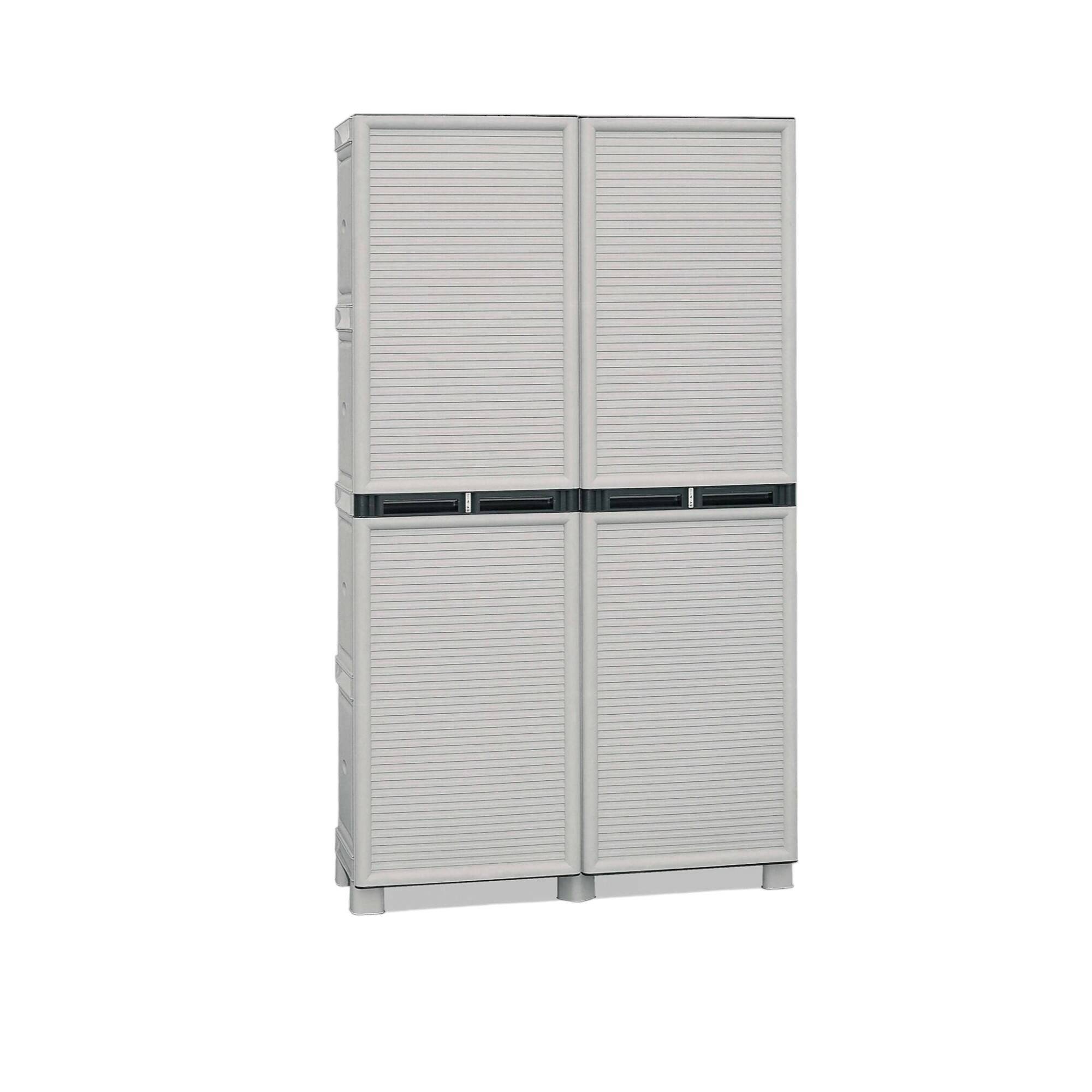 Dmora - Armoire d'extérieur Dbaldanz, Mobilier d'extérieur, Armoire de buanderie polyvalente, 100% Made in Italy, Gris clair, 100x39h172 cm - Dmora - Image 1