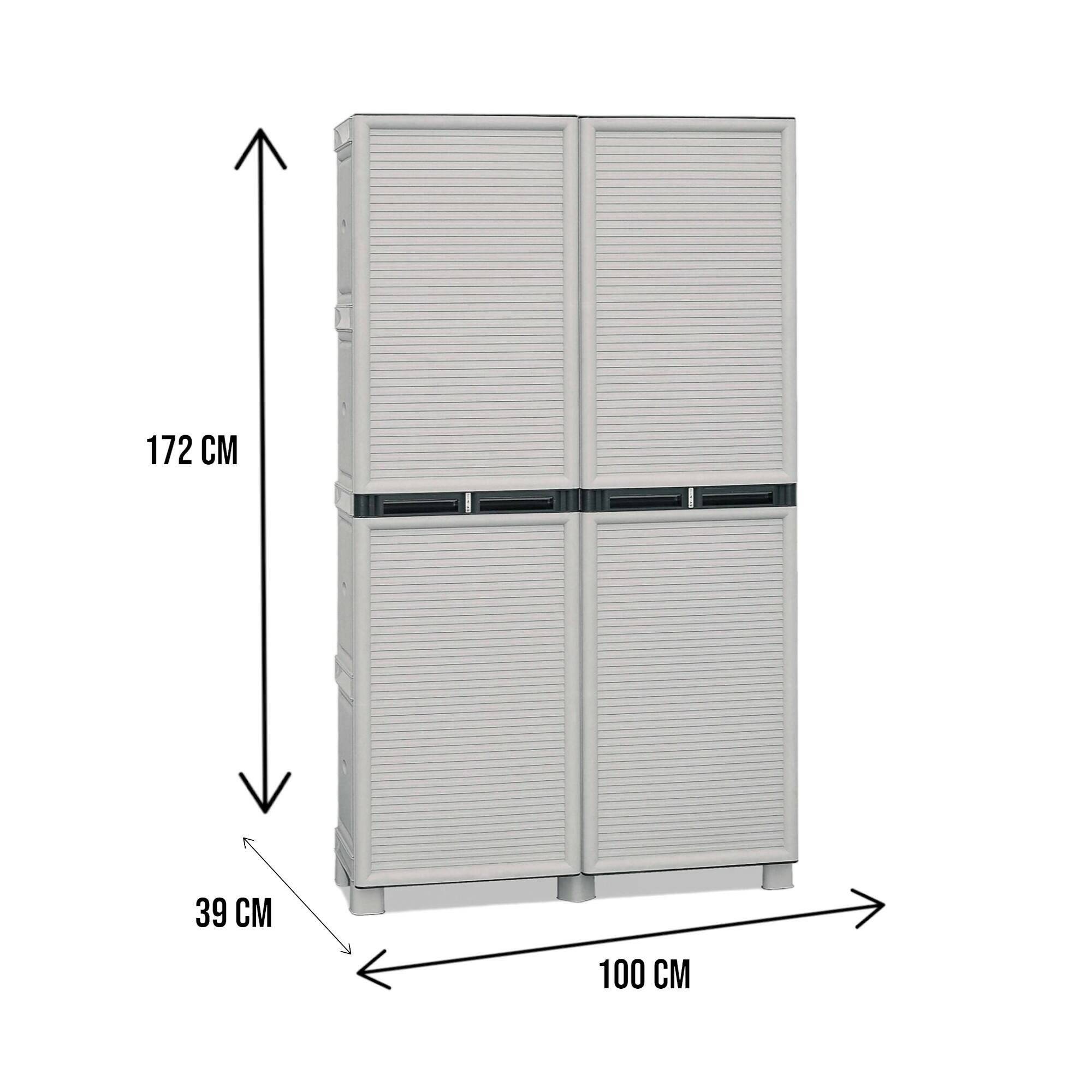 Dmora - Armoire d'extérieur Dbaldanz, Mobilier d'extérieur, Armoire de buanderie polyvalente, 100% Made in Italy, Gris clair, 100x39h172 cm - Dmora - Image 3