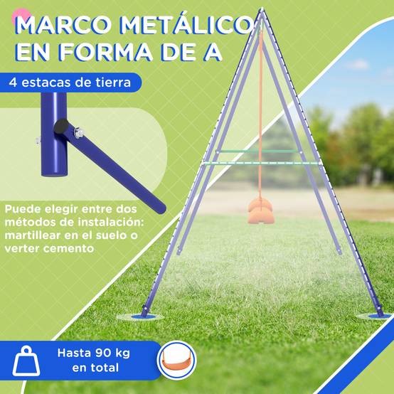 Balançoire multicolore 2 sièges structure métal anti-UV charge 90kg enfants 3–8 ans - Image 7