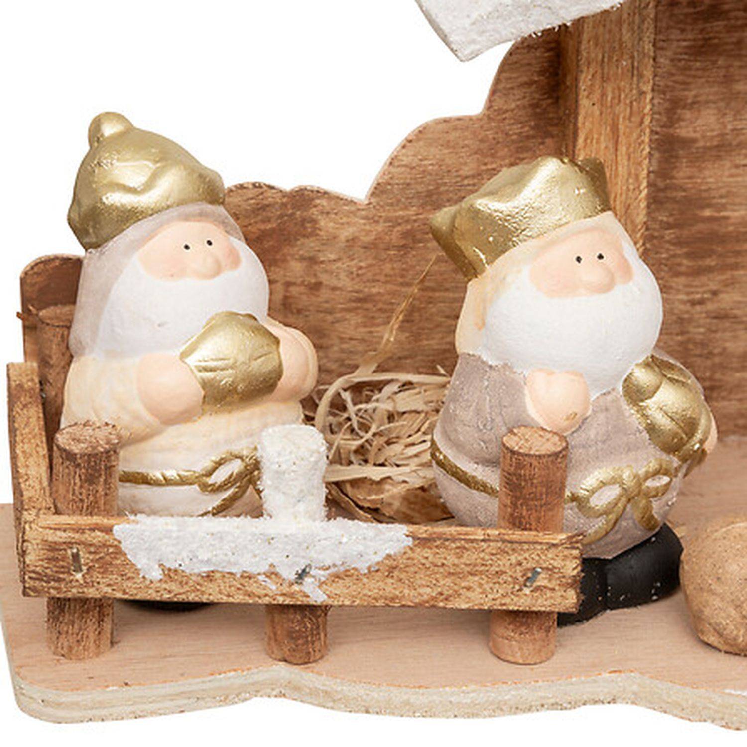 Crèche de Noël 7 santons en grès et bois - Féérie Lights & Christmas - Image 4