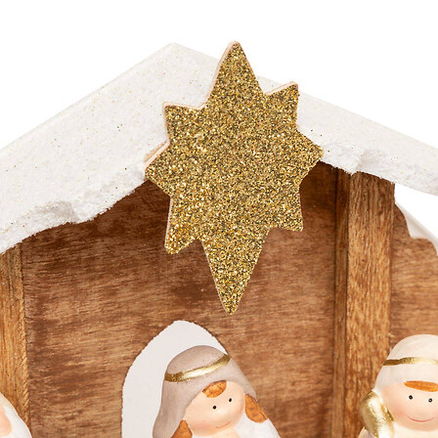 Crèche de Noël 7 santons en grès et bois - Féérie Lights & Christmas - Image 3