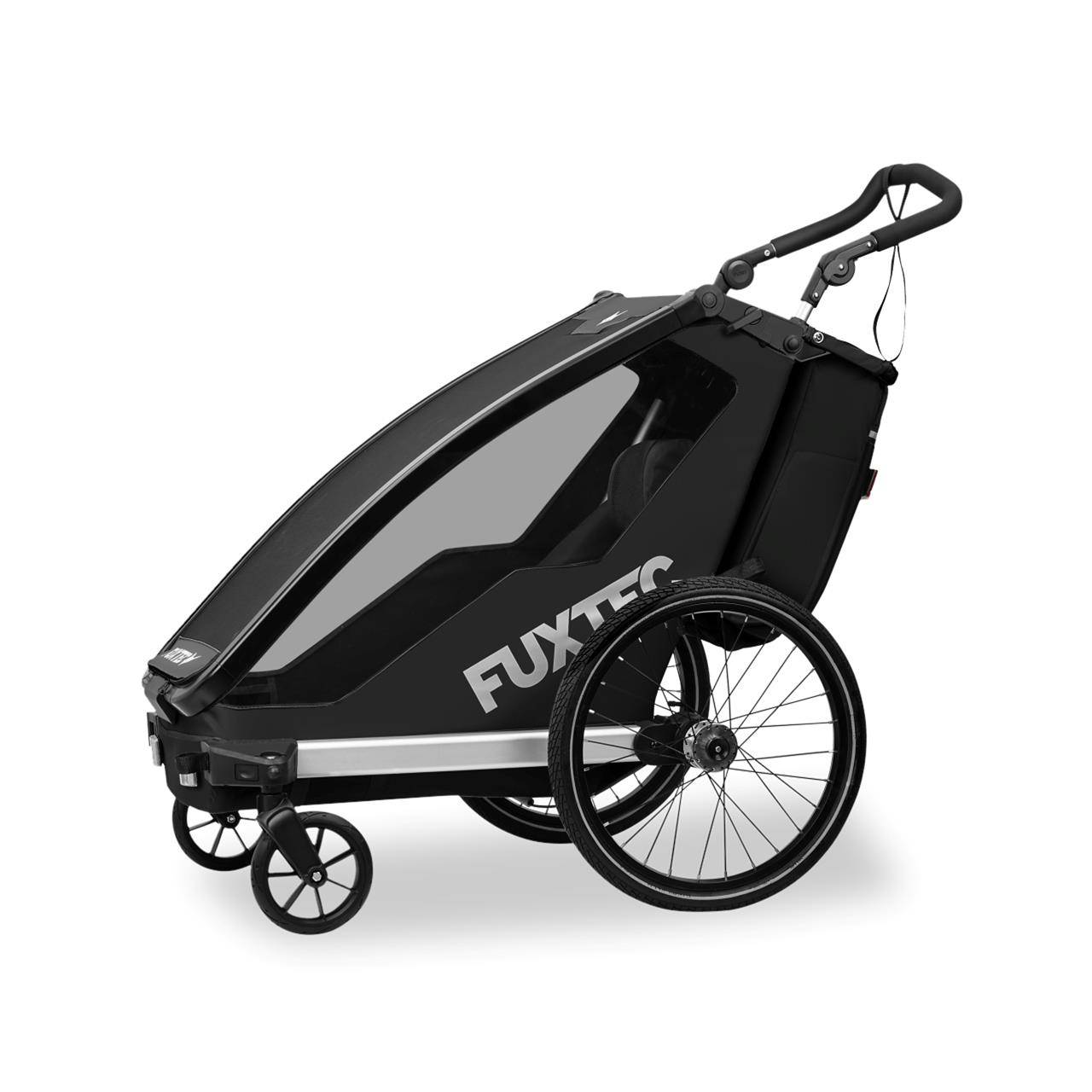 FUXTEC - Remorque vélo enfant FUXTEC FX-FA1S Sport Cruiser Mini - poussette 2-en-1 pliable - roues gonflables - noir - Image 3