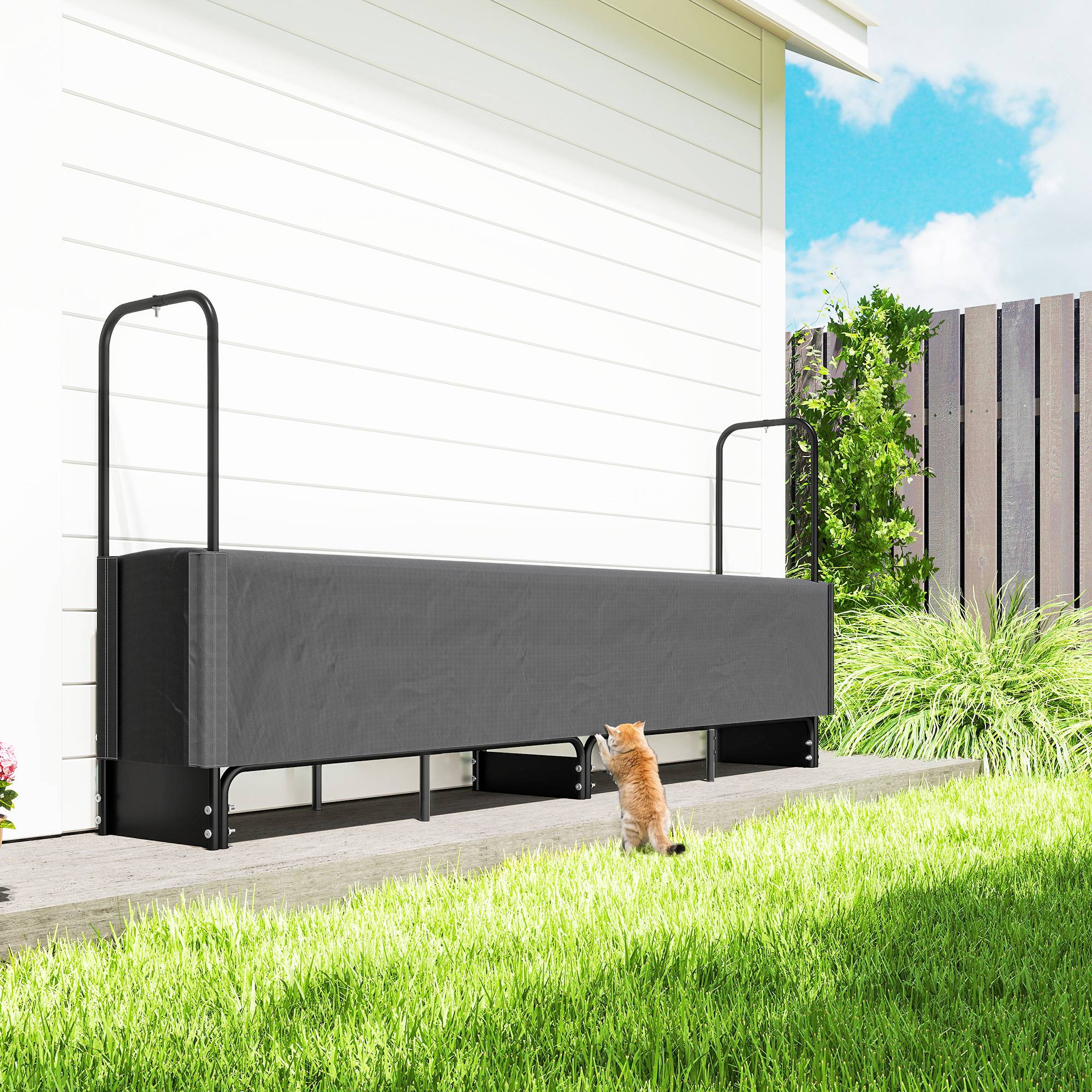 Abri bois de chauffage acier robuste pour terrasse protection imperméable 260cm noir - ComfortXL Outdoor Living - Image 9