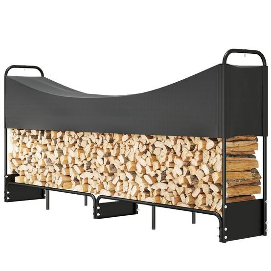 Abri bois de chauffage acier robuste pour terrasse protection imperméable 260cm noir - ComfortXL Outdoor Living - Image 2