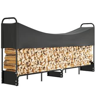 Abri bois de chauffage acier robuste pour terrasse protection imperméable 260cm noir - ComfortXL Outdoor Living