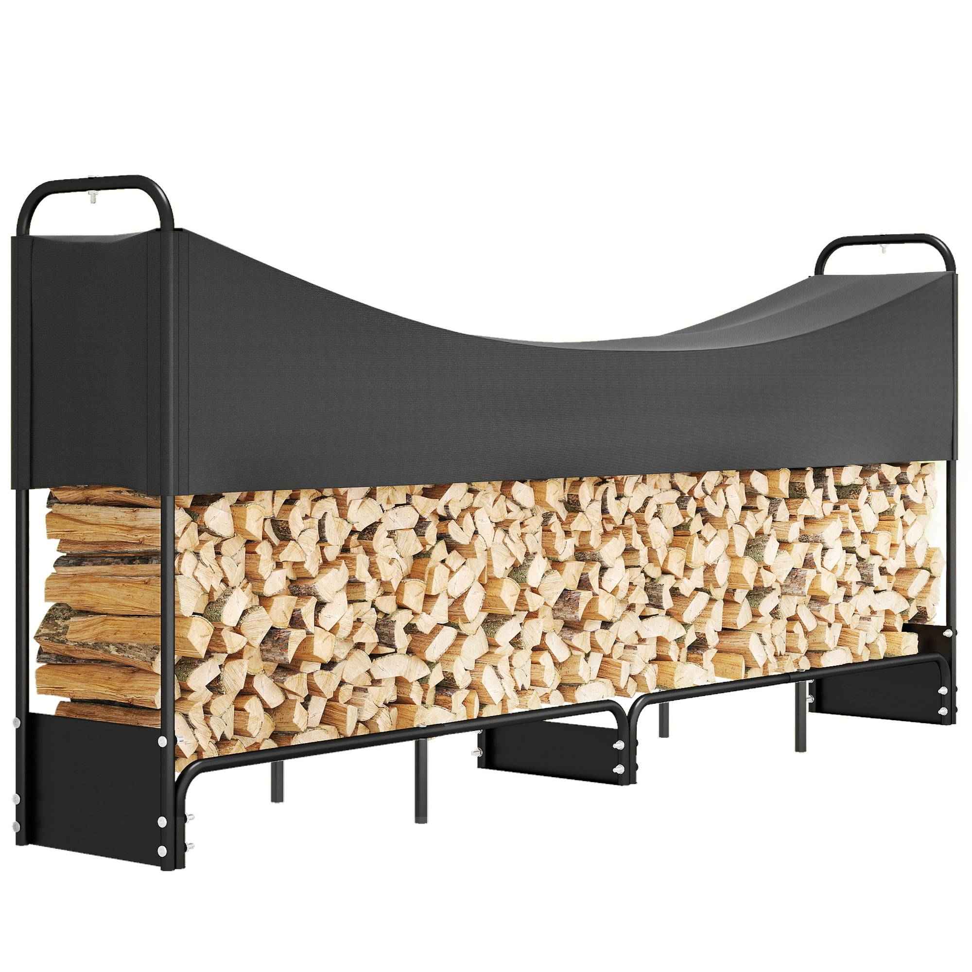 Abri bois de chauffage acier robuste pour terrasse protection imperméable 260cm noir - ComfortXL Outdoor Living