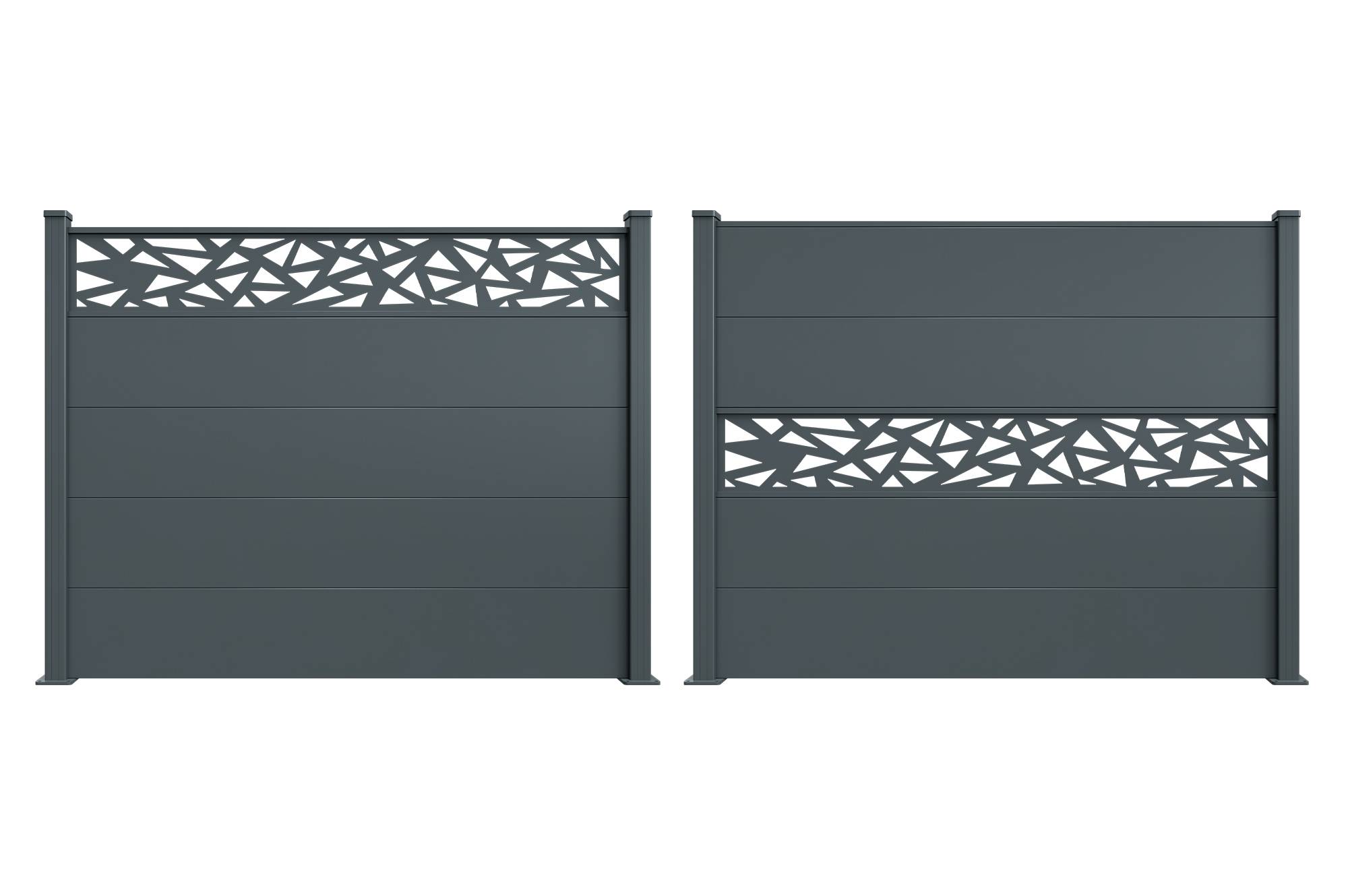 CASANOOV - Clôture aluminium lames larges 10m H.150 gris anthracite - ALPIS RUIVO motifs géométriques - Image 5