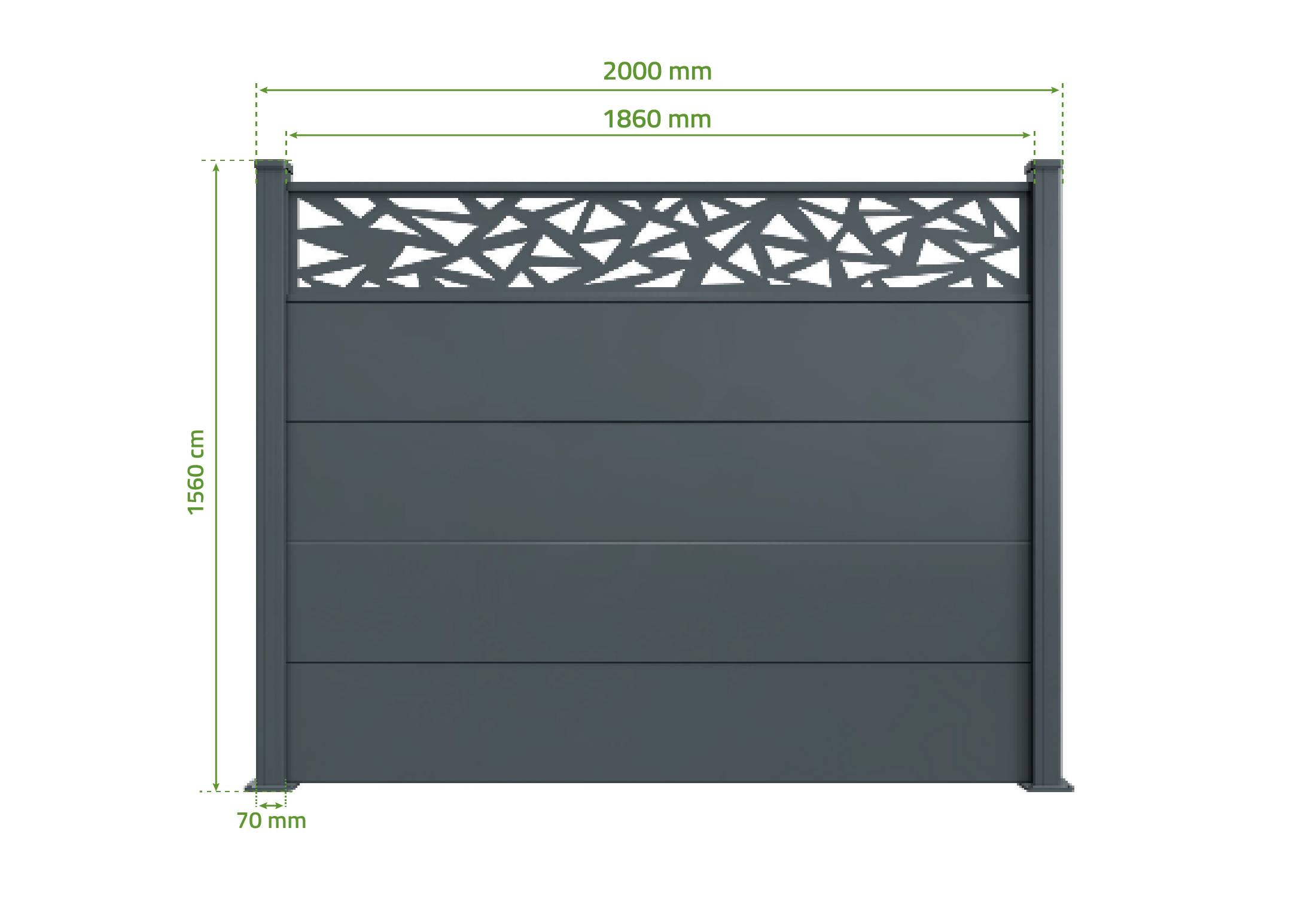 CASANOOV - Clôture aluminium lames larges 10m H.150 gris anthracite - ALPIS RUIVO motifs géométriques - Image 6