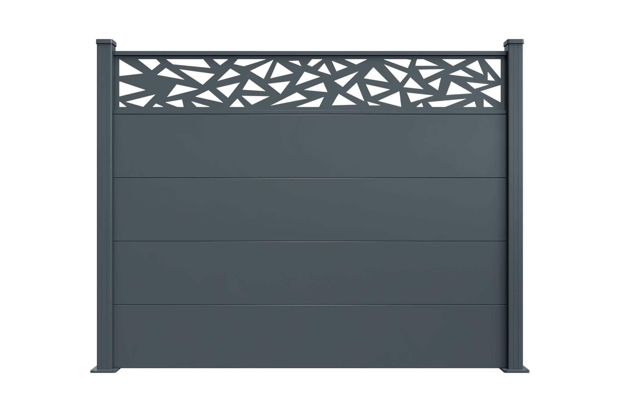CASANOOV - Clôture aluminium lames larges 10m H.150 gris anthracite - ALPIS RUIVO motifs géométriques - Image 3