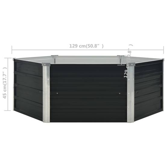 VidaXL Grande Jardinière Surélevée Acier Galvanisé Gris 100x100x45 Cm - Potager Balcon Terrasse
