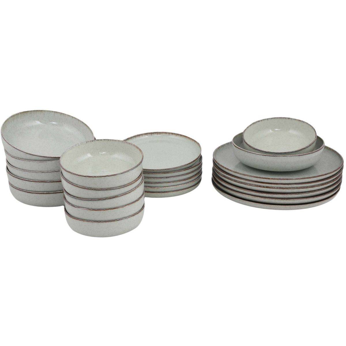 Hanah Home - Service de table en porcelaine Point 24 pièces Vert - Image 1