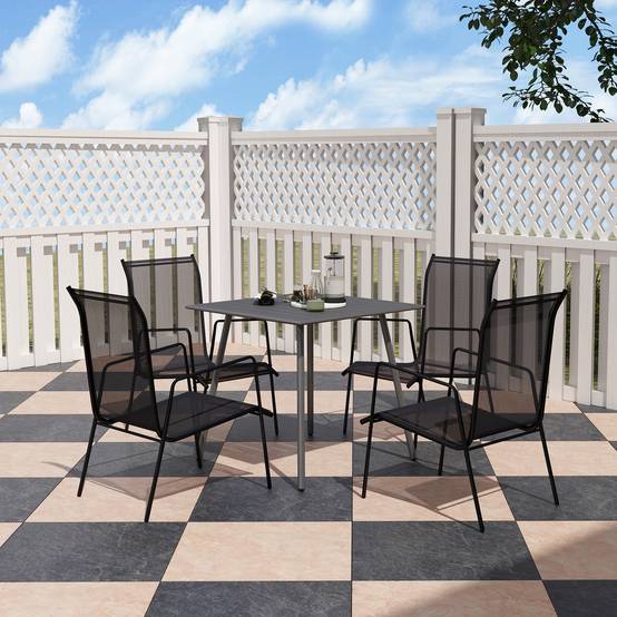 Table de repas extérieure acier gris 80 x 80 x 74 cm - PANGIVO - Image 9