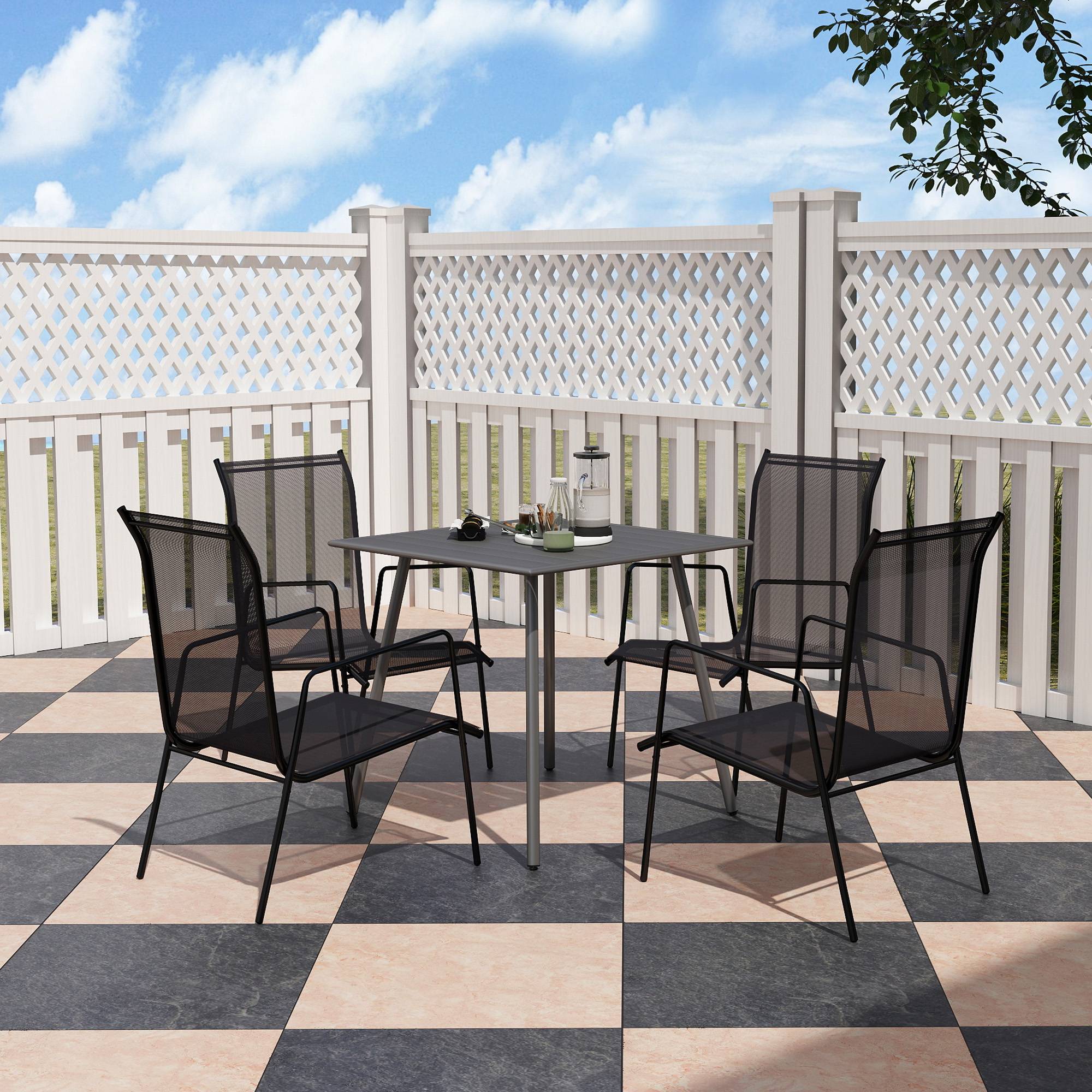 Table de repas extérieure acier gris 80 x 80 x 74 cm - PANGIVO - Image 9