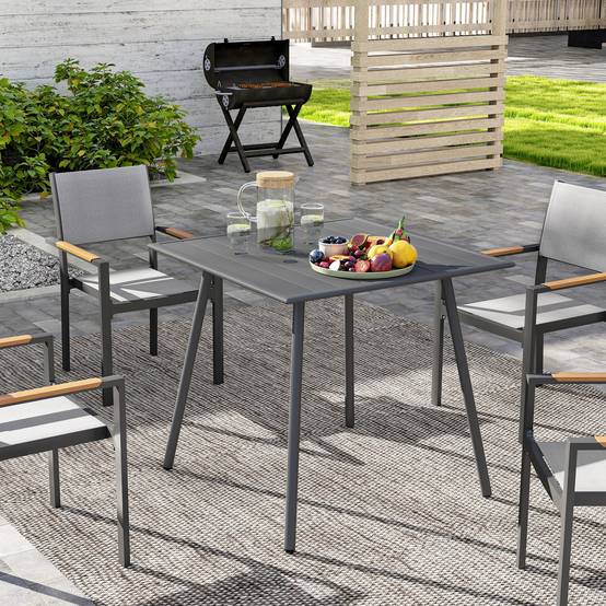 Table de repas extérieure acier gris 80 x 80 x 74 cm - PANGIVO - Image 3