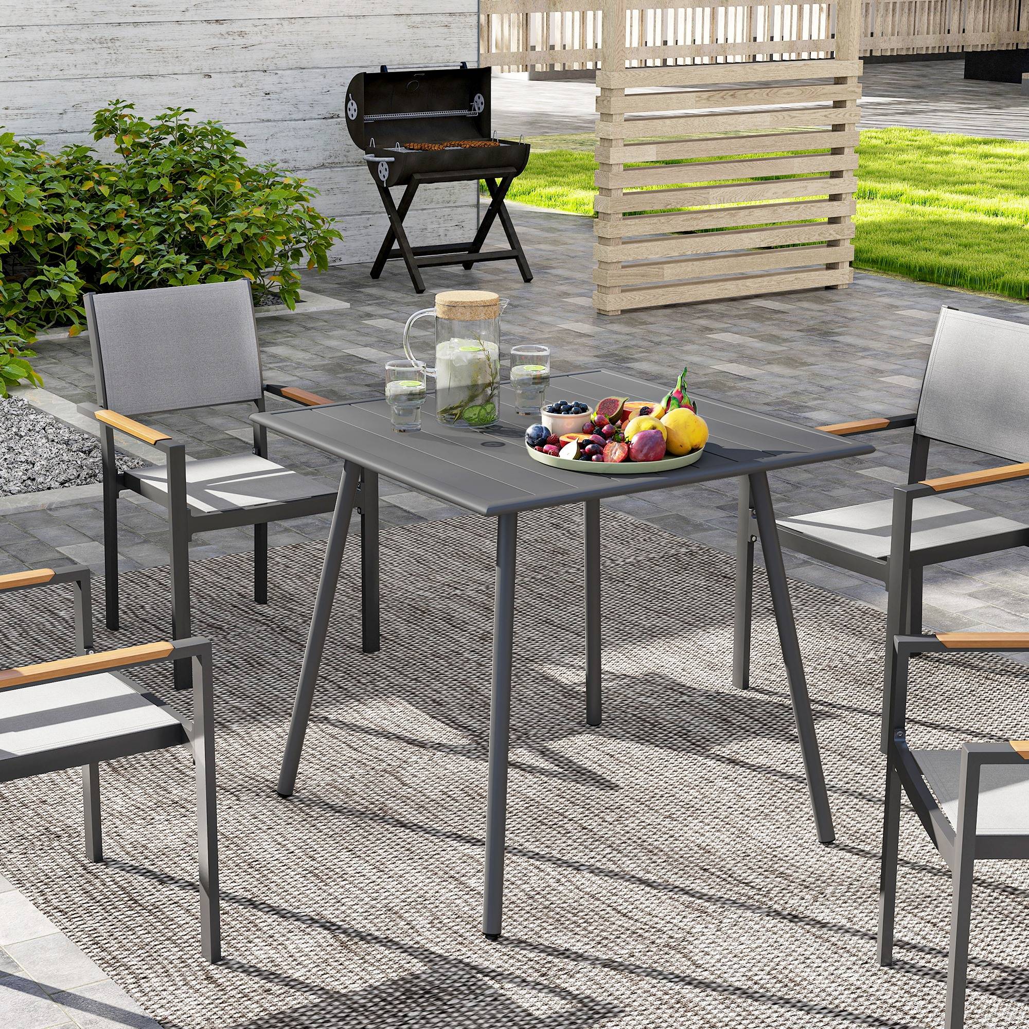 Table de repas extérieure acier gris 80 x 80 x 74 cm - PANGIVO - Image 3