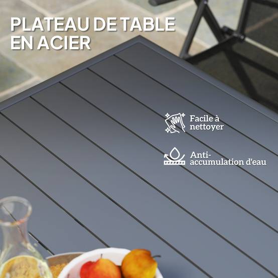 Table de repas extérieure acier gris 80 x 80 x 74 cm - PANGIVO - Image 7
