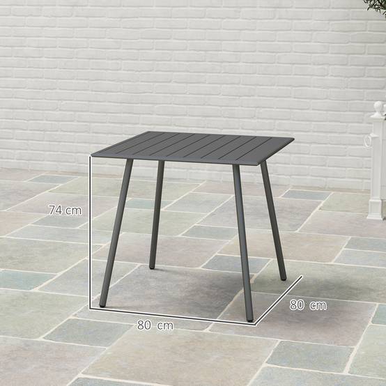 Table de repas extérieure acier gris 80 x 80 x 74 cm - PANGIVO - Image 5