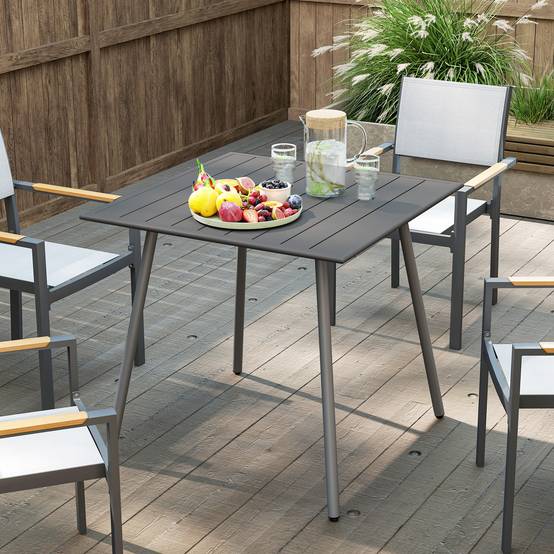 Table de repas extérieure acier gris 80 x 80 x 74 cm - PANGIVO - Image 10