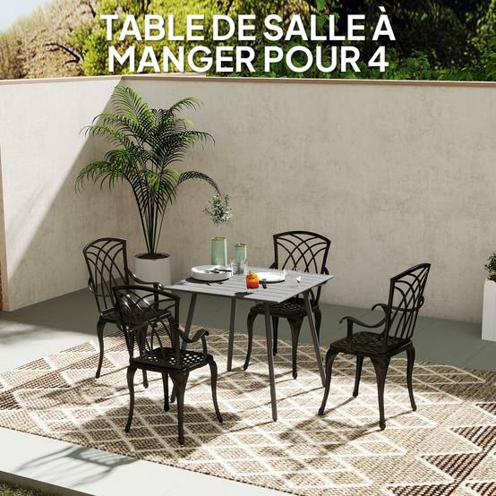Table de repas extérieure acier gris 80 x 80 x 74 cm - PANGIVO - Image 6
