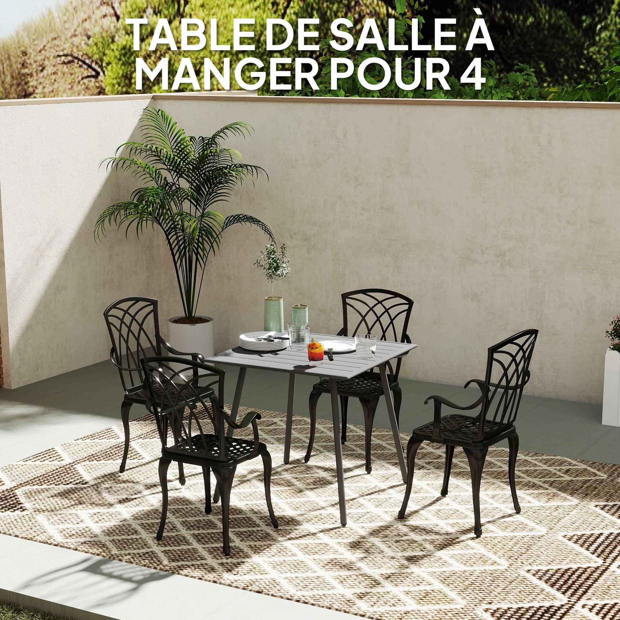Table de repas extérieure acier gris 80 x 80 x 74 cm - PANGIVO - Image 6
