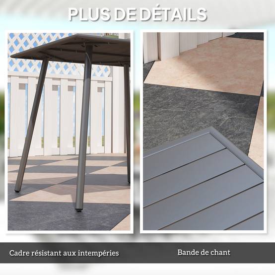 Table de repas extérieure acier gris 80 x 80 x 74 cm - PANGIVO - Image 8
