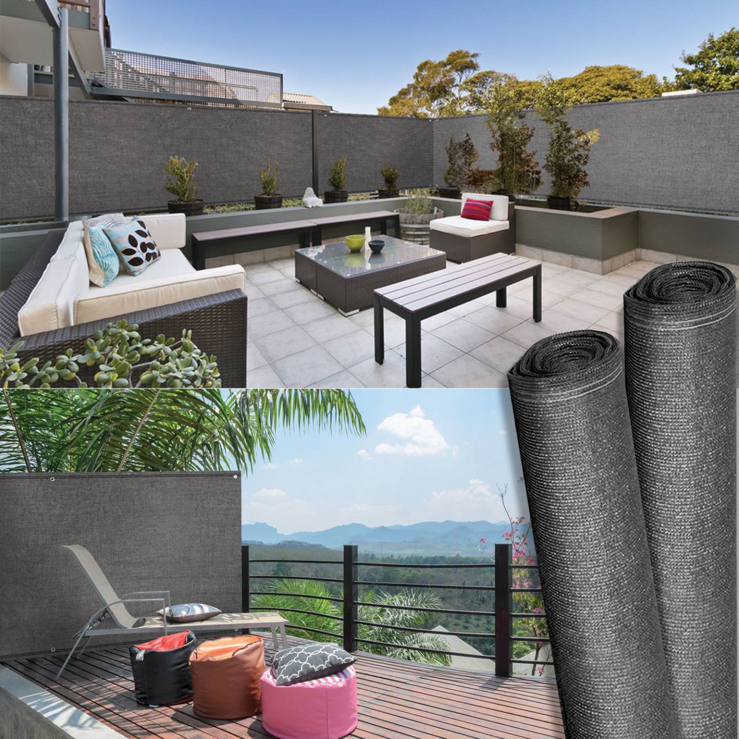 Brise vue renforcé 1,5 x 10 M gris 220 gr/m² luxe PRO - Image 4
